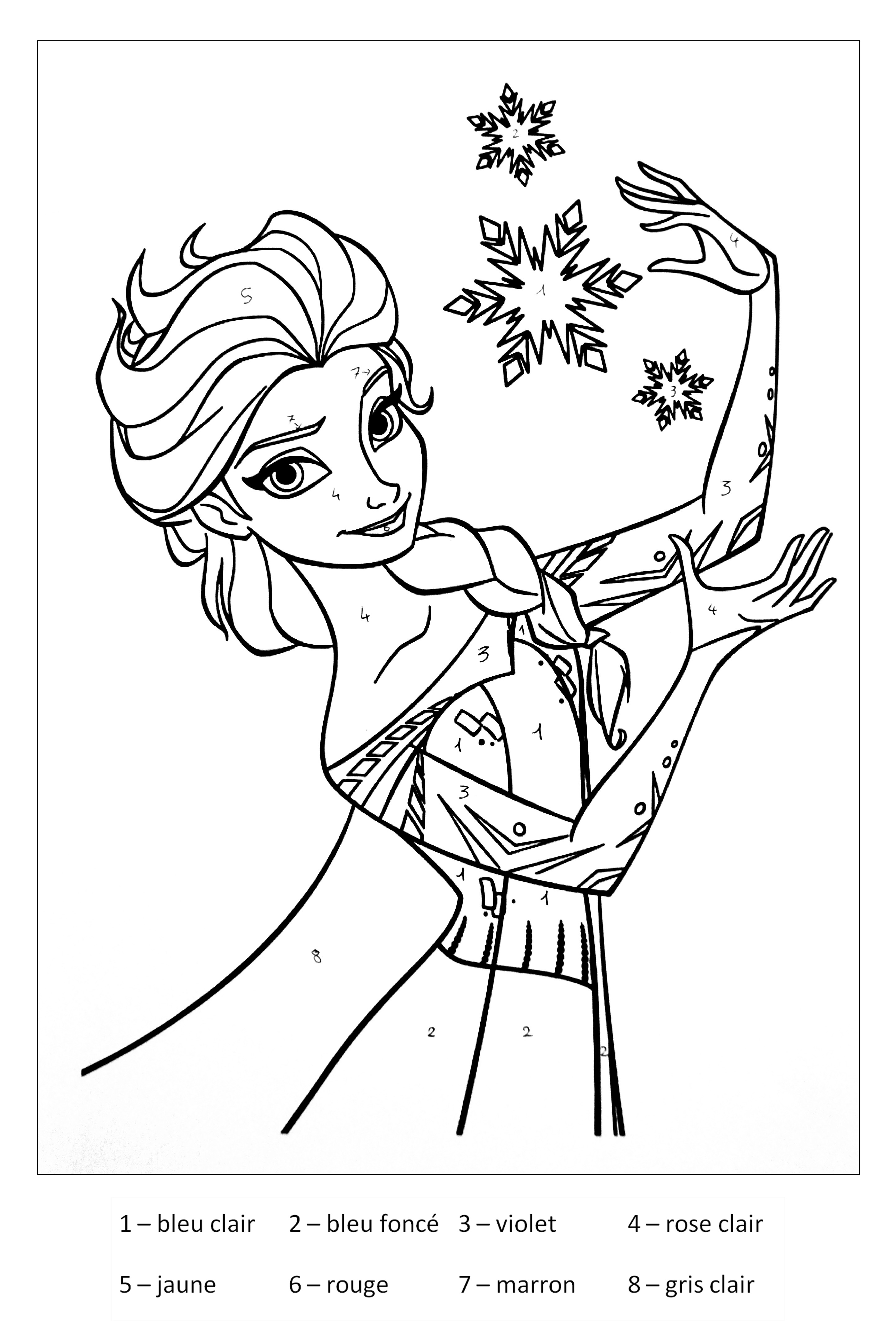 Frozen coloring page to print and color for free : Elsa does her magic