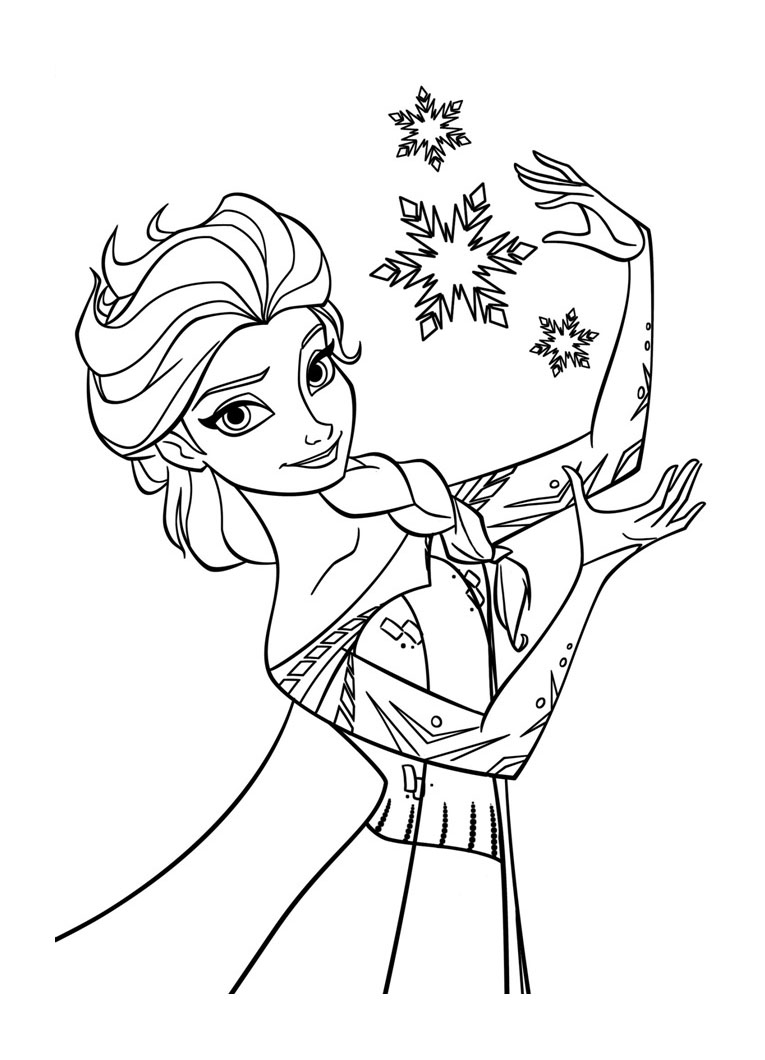 Funny free Frozen coloring page to print and color : Elsa doing magic