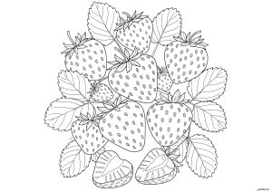 Beautiful strawberries to color (Fruits And Vegetables Coloring Page)