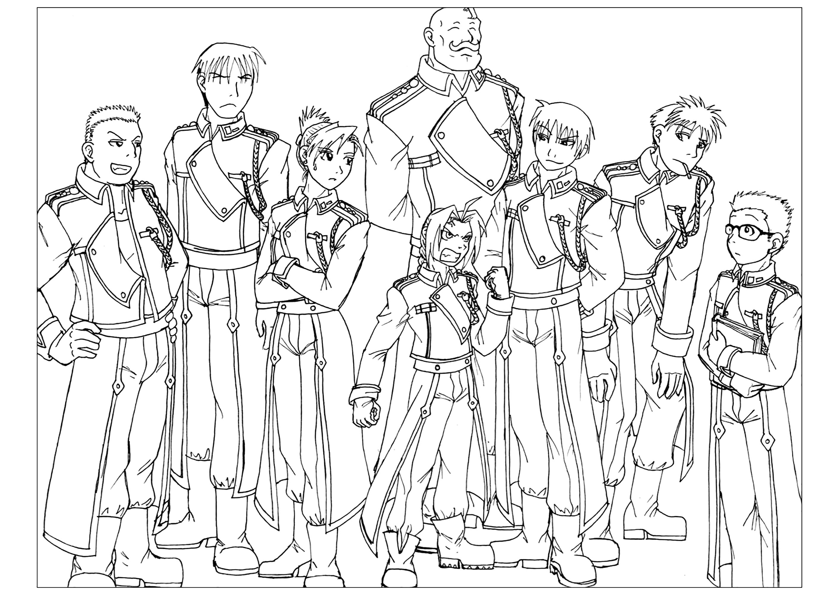 Fun Full Metal Alchemist coloring pages to print and color