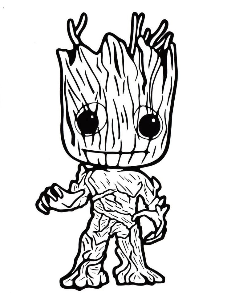 Groot, from Guardians of the Galaxy (Printable Funko Pop Coloring Page for Kids)