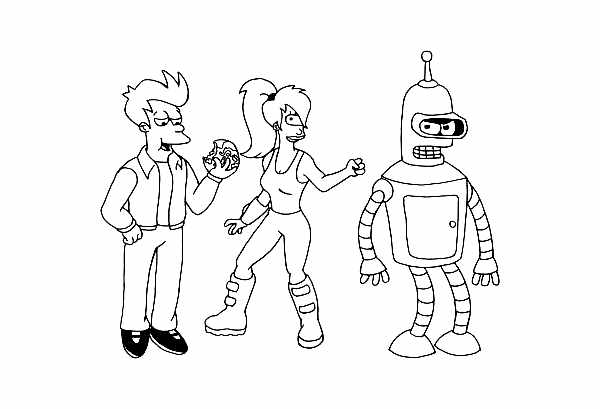 Characters from the Futurama series to print and color