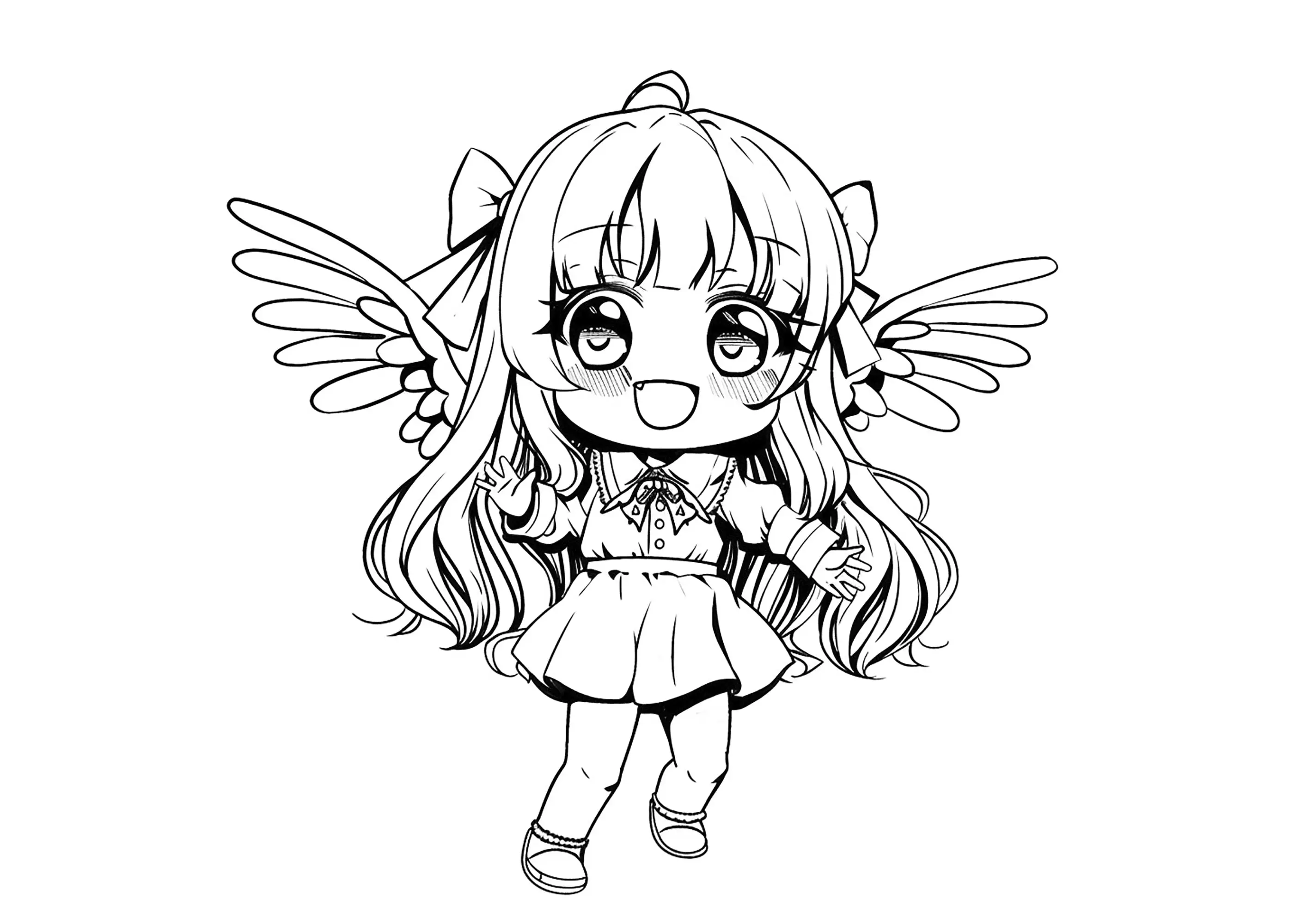 Character with wings (Printable Gacha Life Coloring Page for Kids)