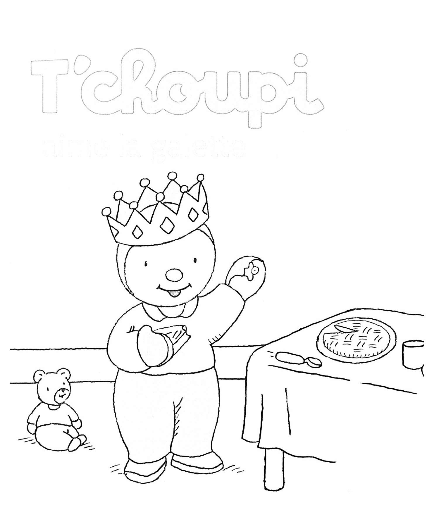 T'choupi eats the king's cake