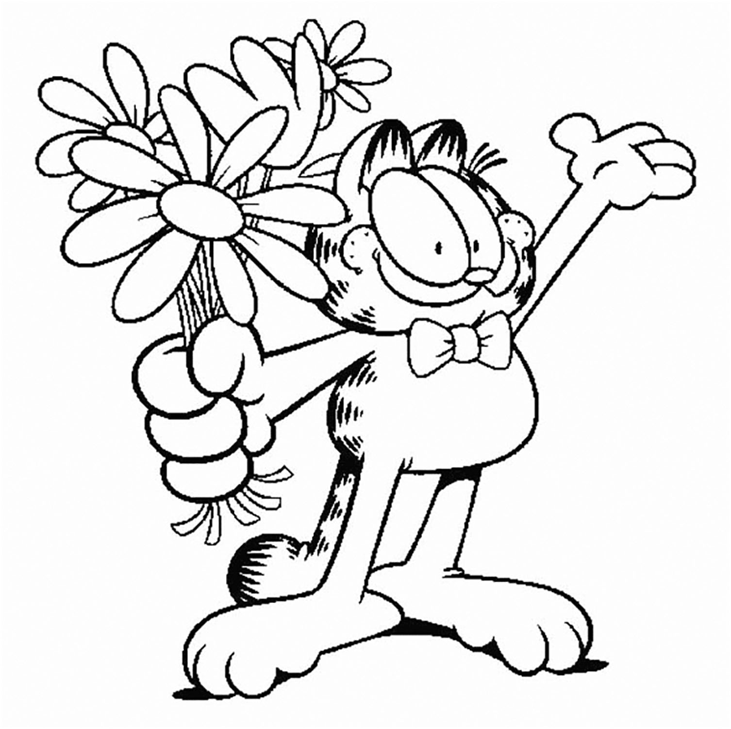 Easy coloring picture of Garfield for kids