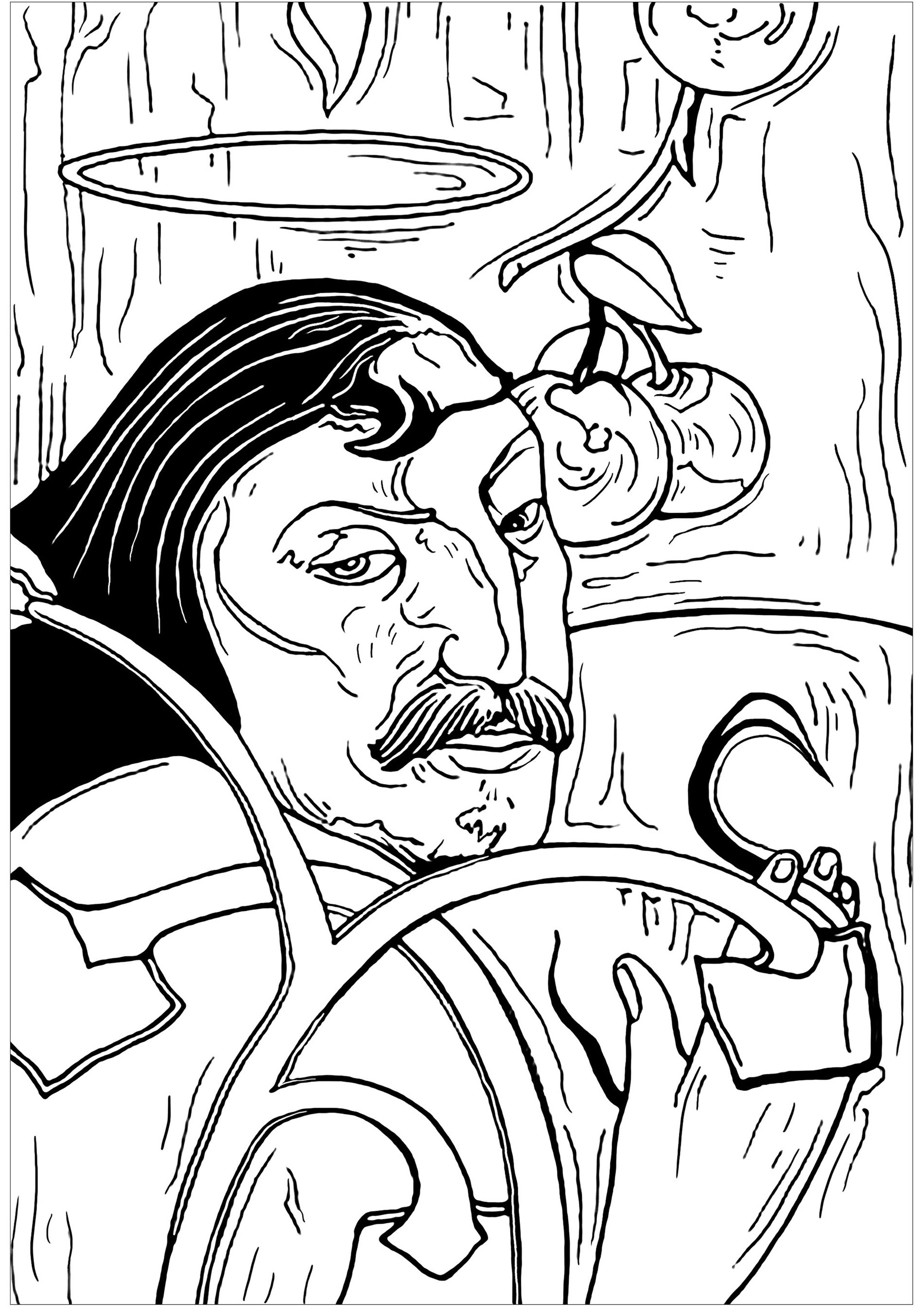 Cute free Paul Gauguin coloring page to download