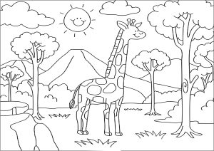 Free Printable Jumbo Coloring Pages - Giraffe & Tiger