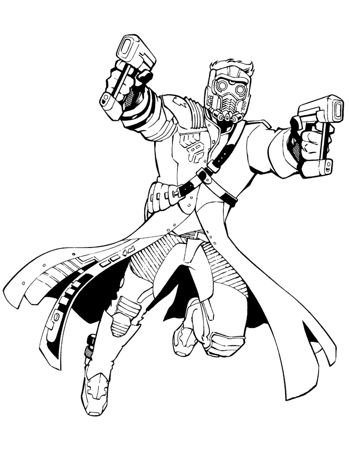 Beautiful Guardians of Galaxy coloring page : Star Lord