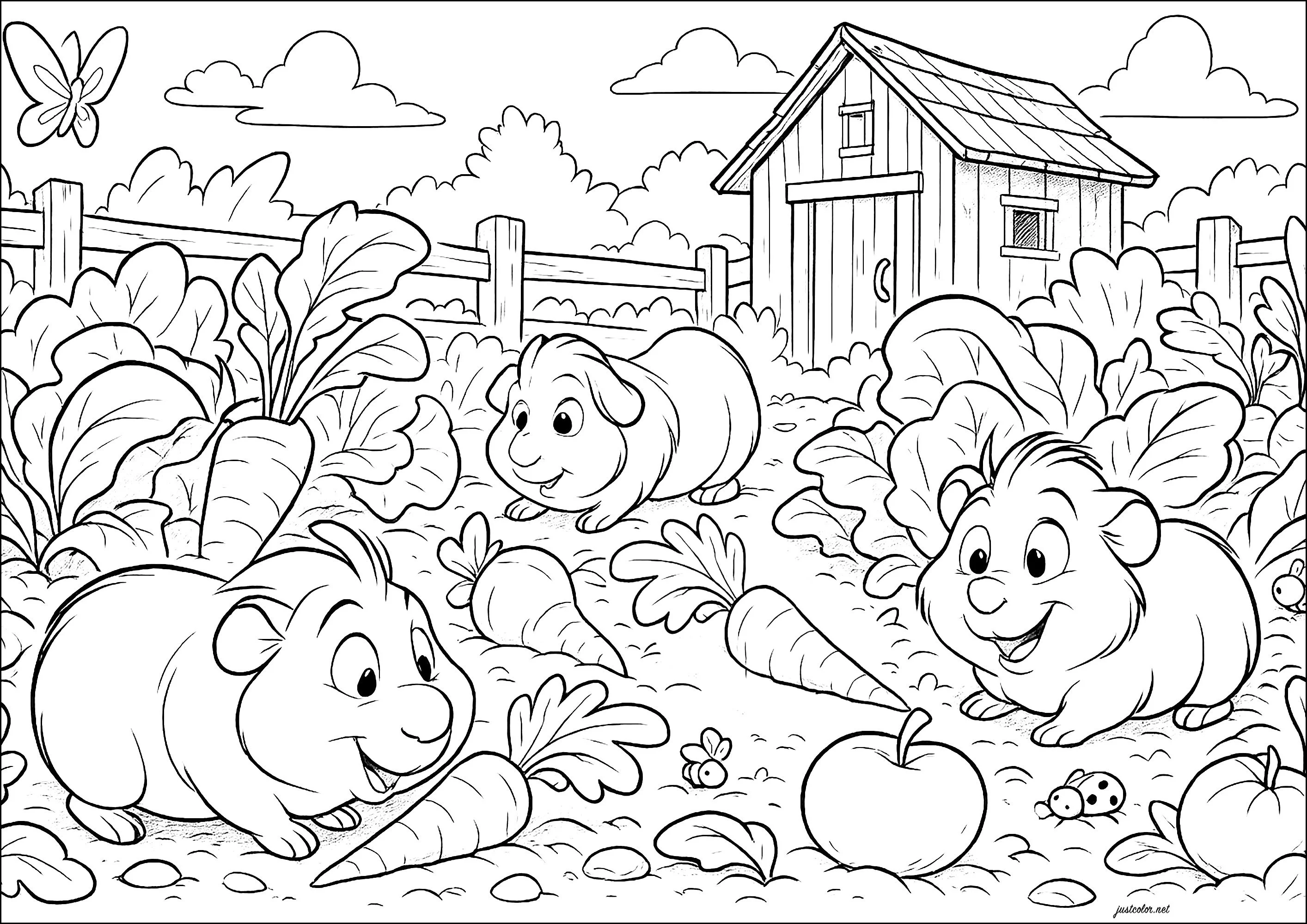 Guinea pigs in the wild (Printable Coloring Page for Kids)