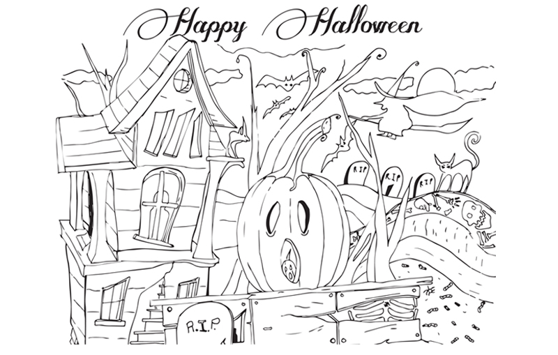 Halloween coloring pages with pumpkins