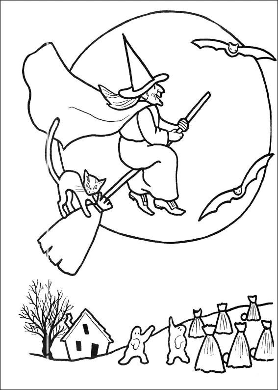 Halloween witch (Printable Coloring Page for Kids)