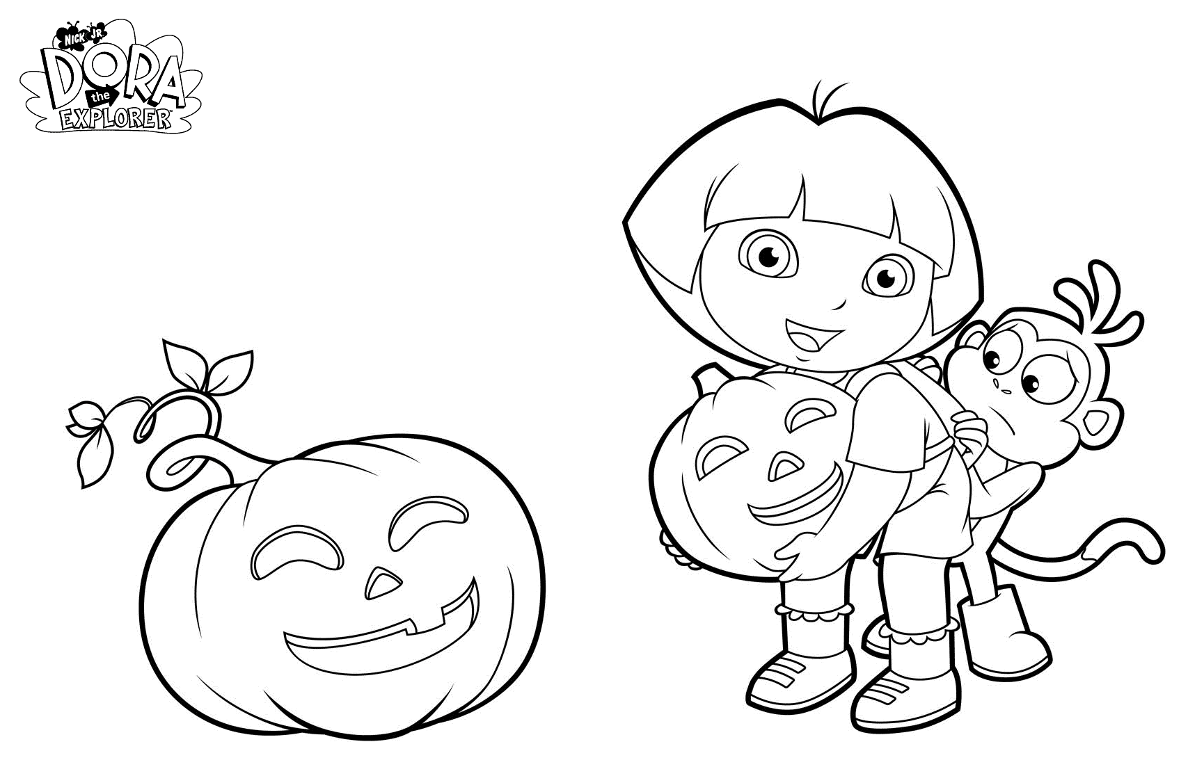 Dora coloring on the theme of Halloween