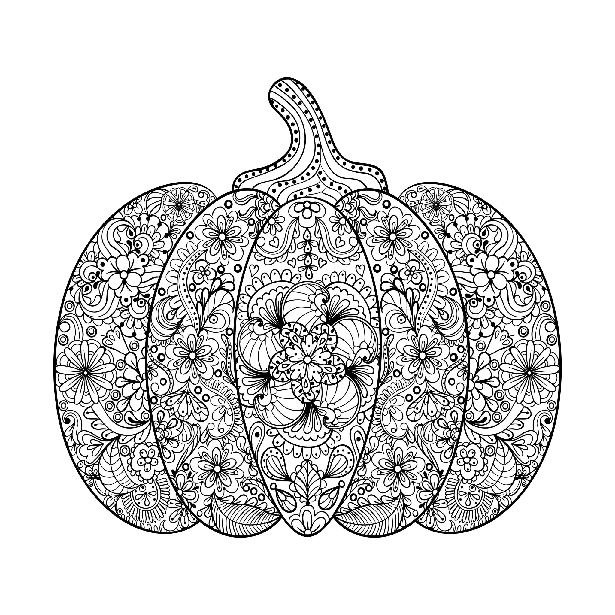 Pumpkin with a lot of details to color (Halloween)