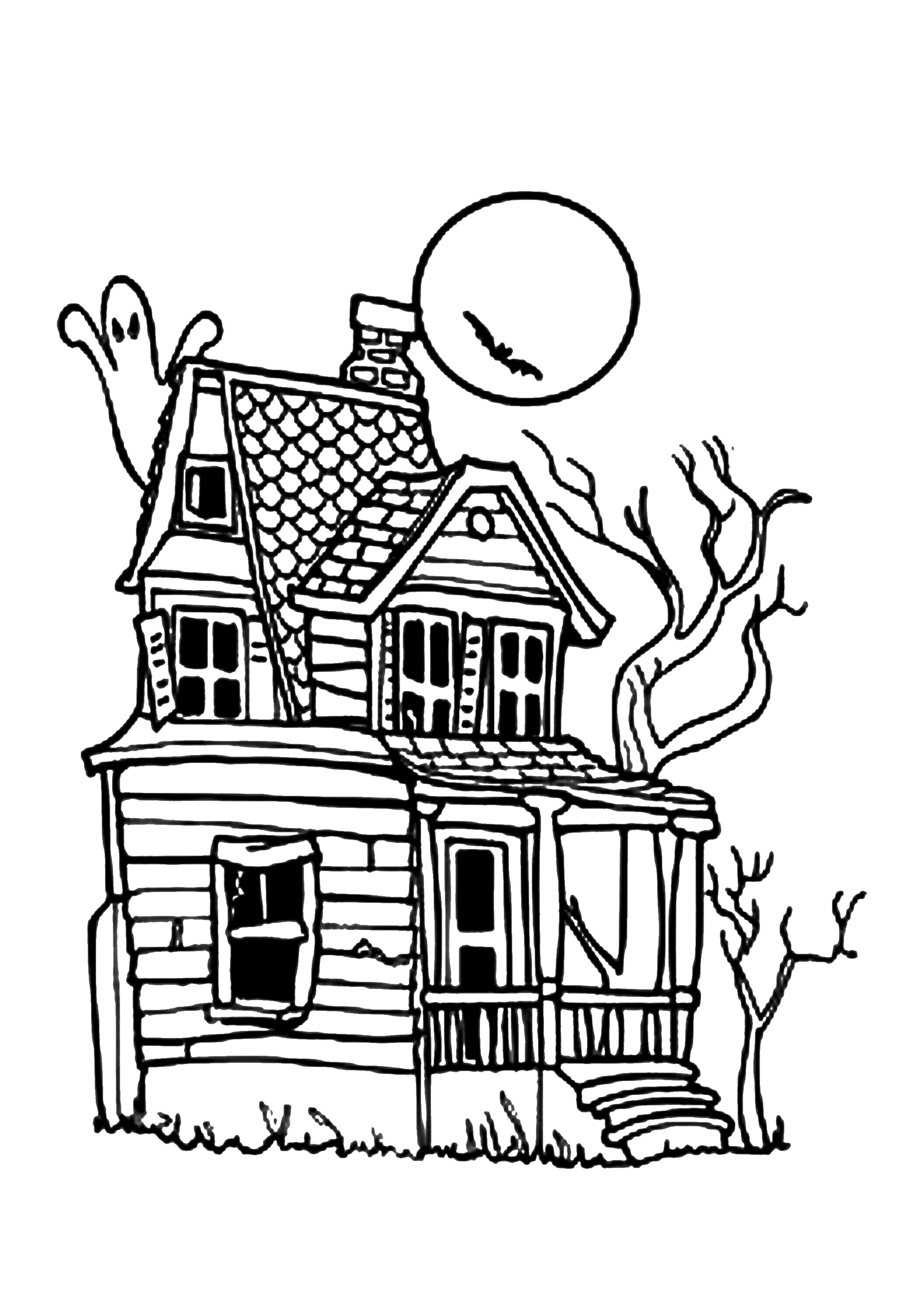 Simple haunted house to color