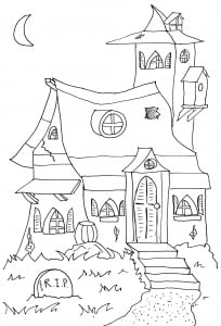 Haunted mansion (Halloween Coloring Page)