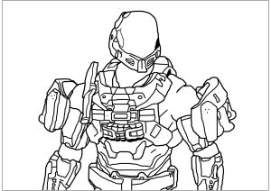 Printable Coloring Page for Kids : Soldier from the video game Halo