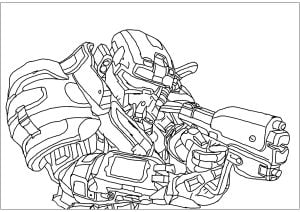 Printable Halo Coloring Page for Kids : Soldier and armor
