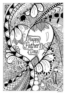 A Zentangle heart for Father's Day (Coloring Page)