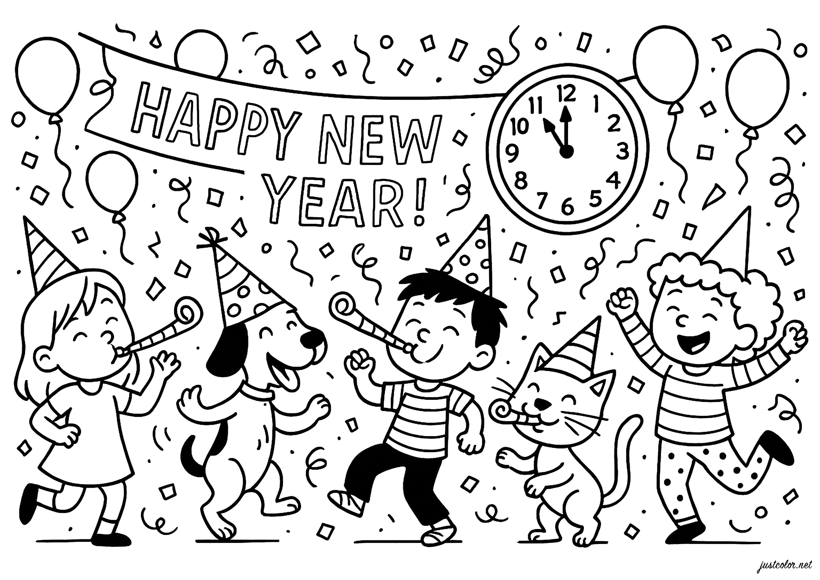 Happy New Year Color Pages Free Printables Rossy Printable