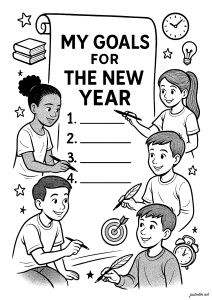 Together to make our dreams come true (Happy New Year Coloring Page)