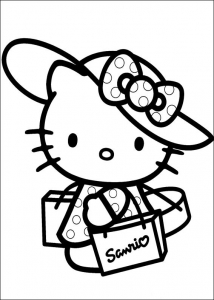 Hello Kitty coloring pages with hat