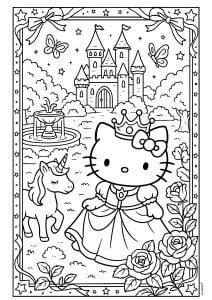 Hello Kitty Princess (Coloring Page)