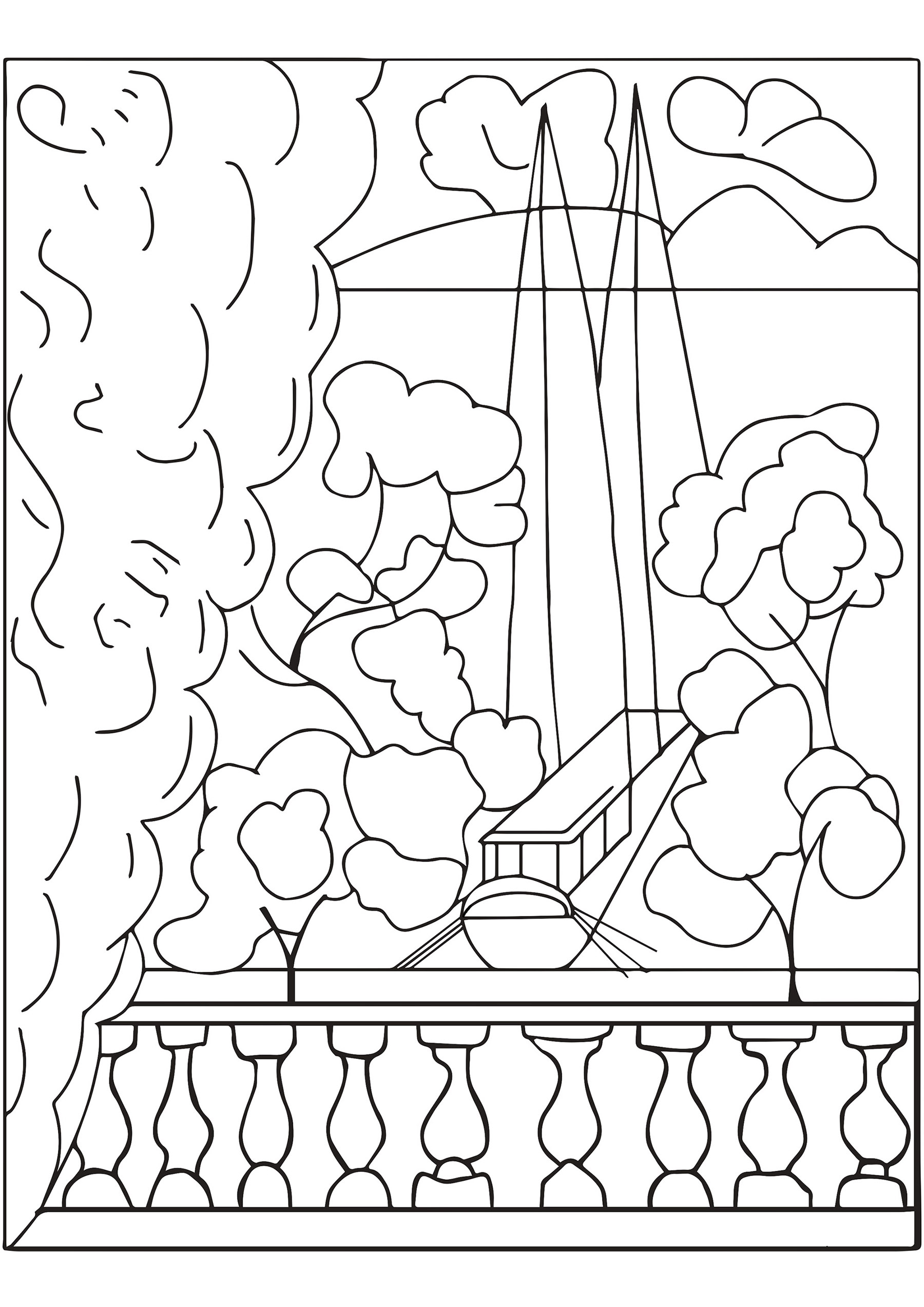 Coloring based on Henri Matisse's painting 'Window in Tahiti' (1935)