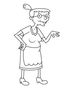 Printable Hey Arnold Coloring Page for Kids : Arnold's Grandma