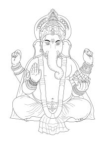 Printable Hinduism Coloring Page for Kids : Ganesh