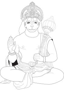 Hinduism : Hanuman drawing to color