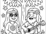 Printable Hippie coloring sheets for Kids