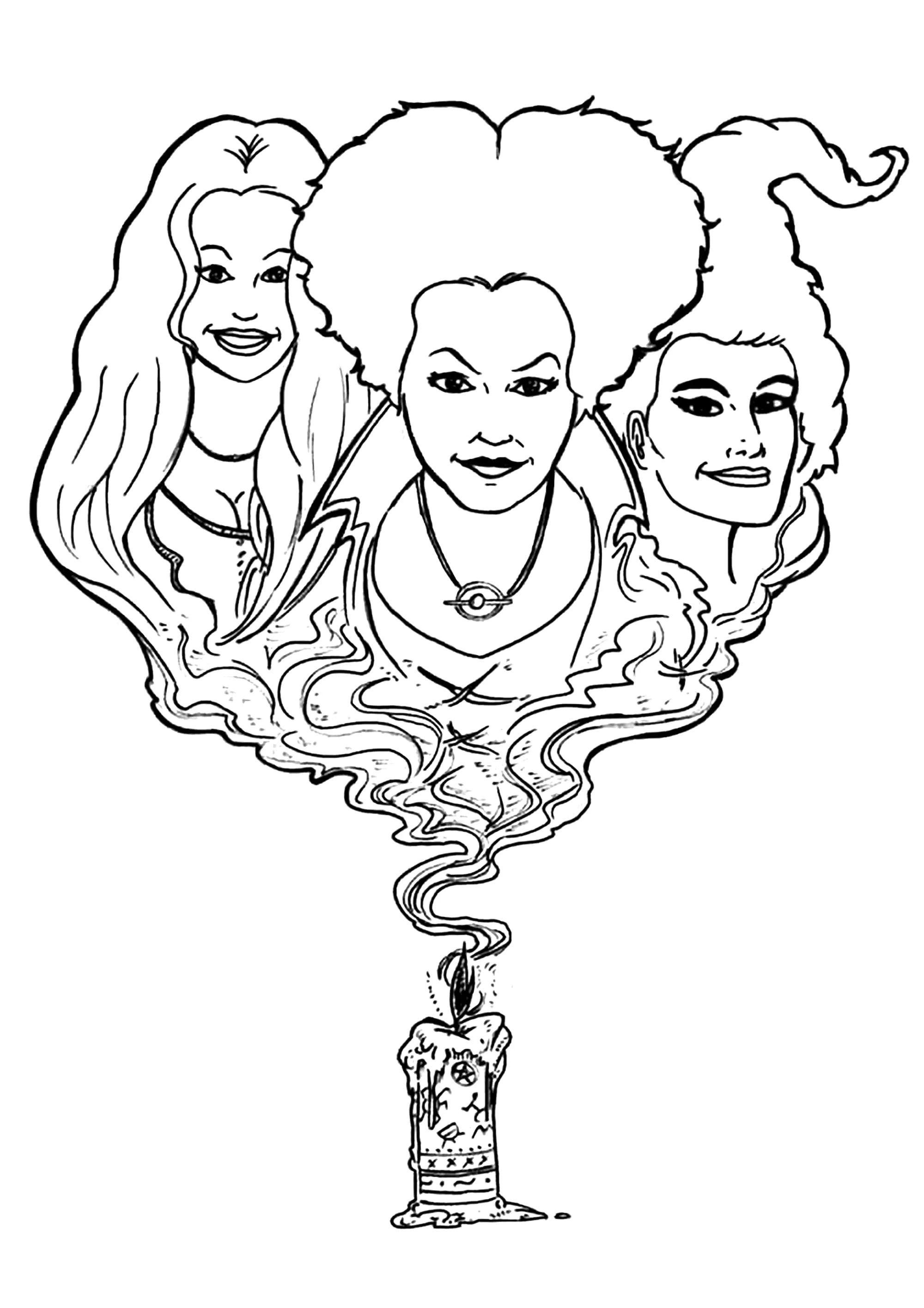 Bewitched candle (Printable Hocus Pocus Coloring Page for Kids)