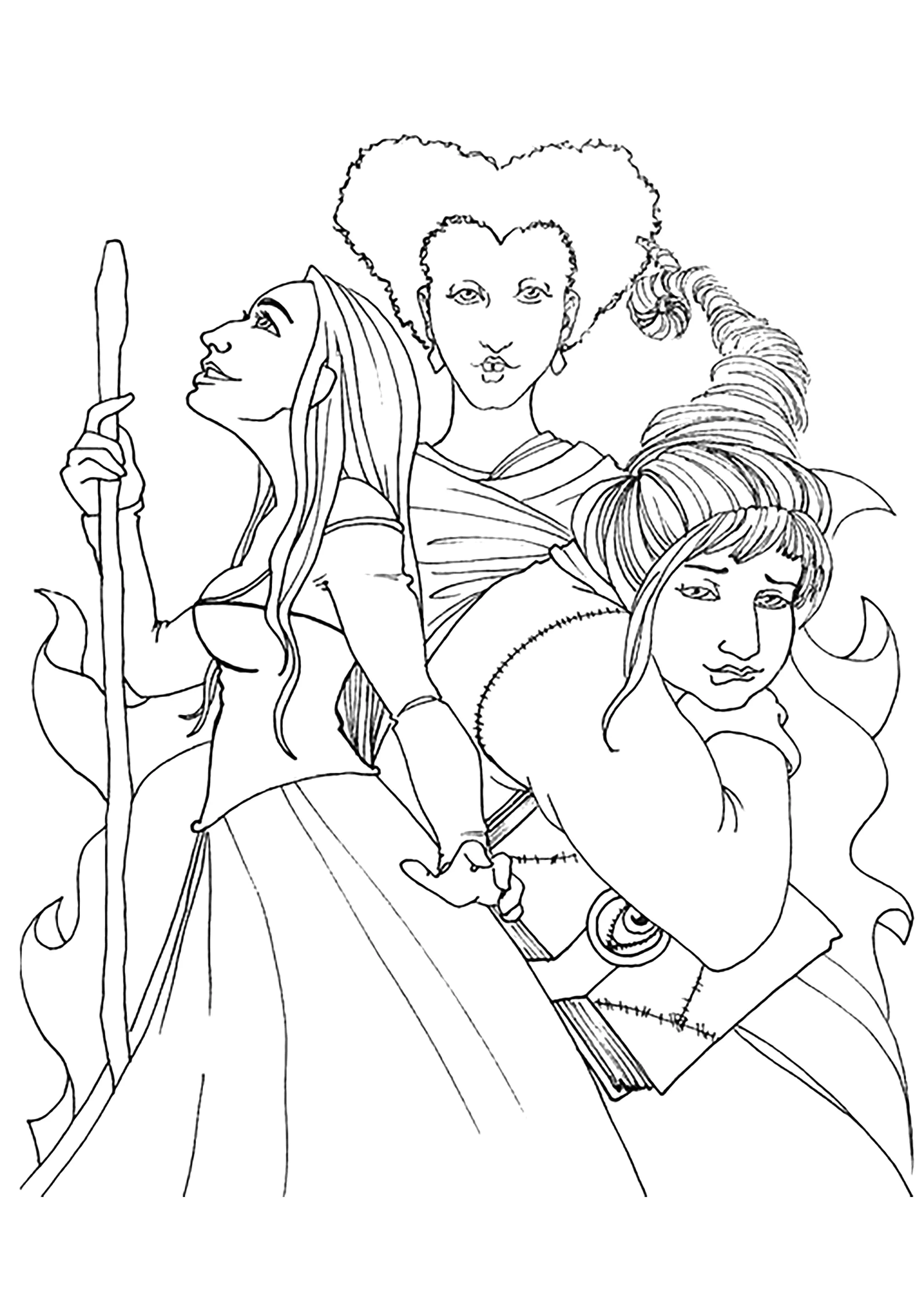 Simple coloring of the three witches (Hocus Pocus)