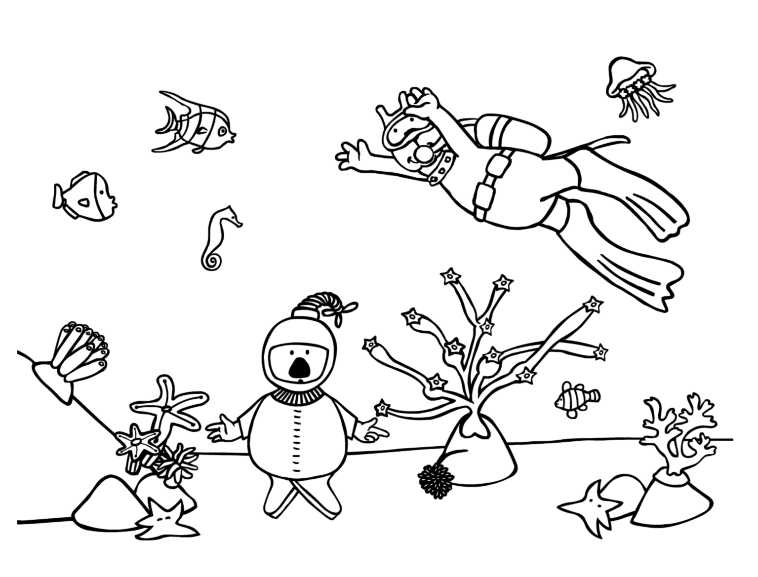 Drawing of vacations at the sea free to download and color (Holiday and Travel)