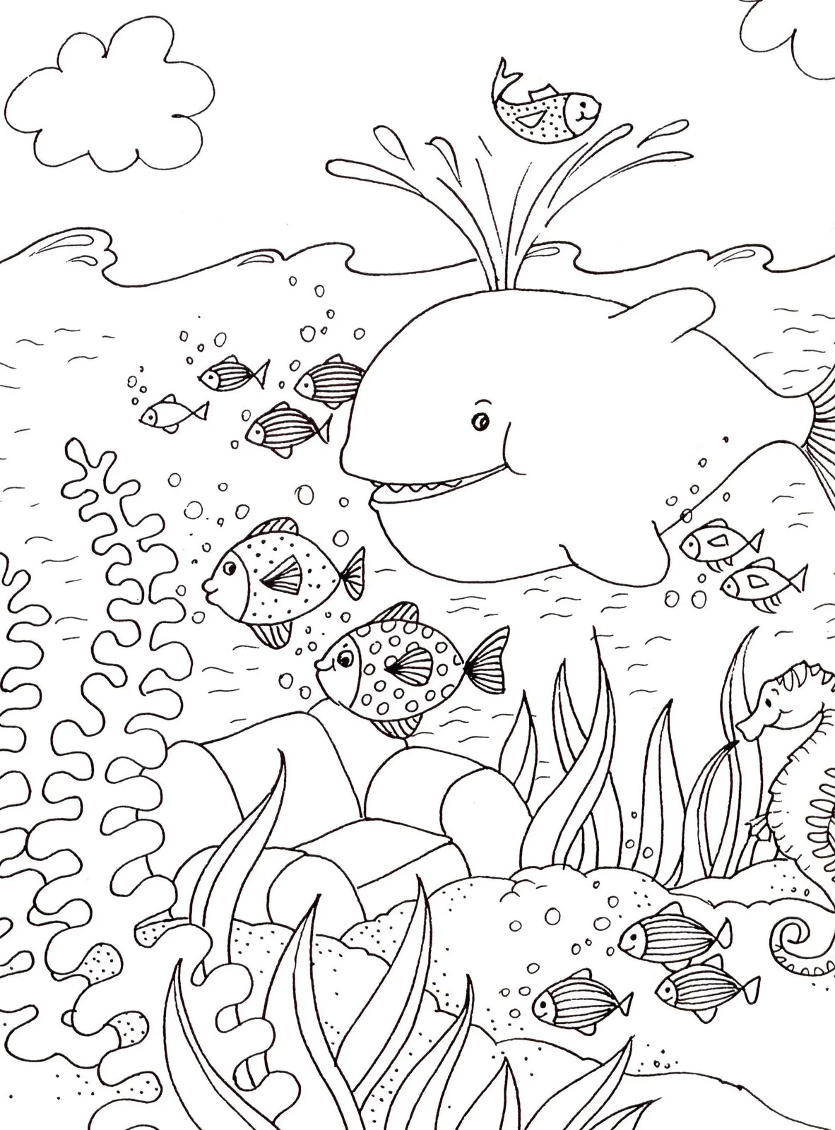 Printable coloring page of vacations at the sea for children (Holiday and Travel)