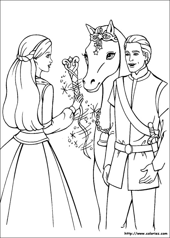 Download Horse to color for kids : Barbie & Ken with a horse ...