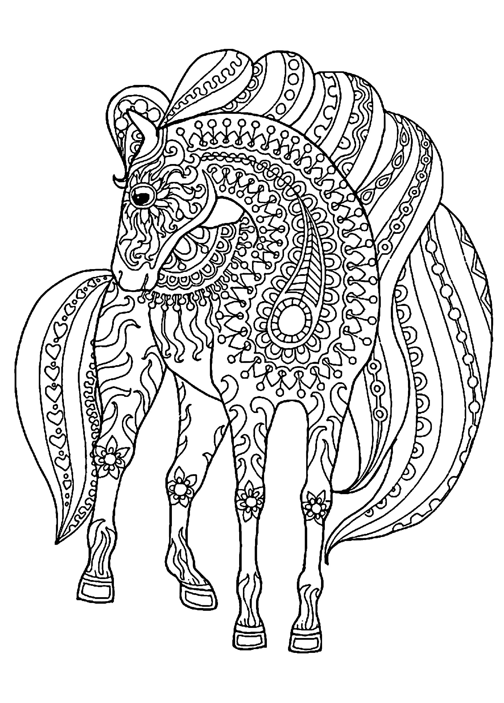 horse with patterns free to color for children horses kids coloring pages