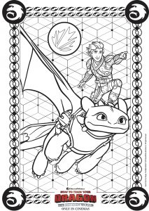 Toothless in flight with Hiccup