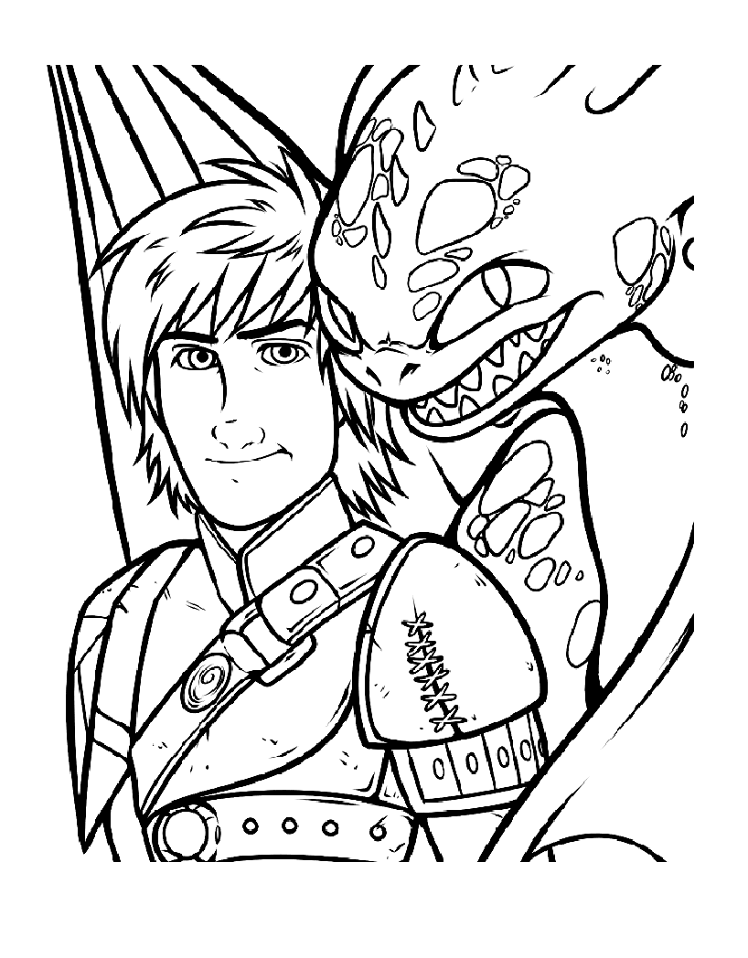 Hiccup and his dragon to color