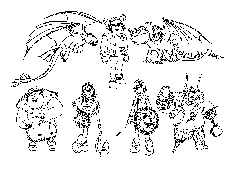 The heroes of Dragons, with a dragon above them