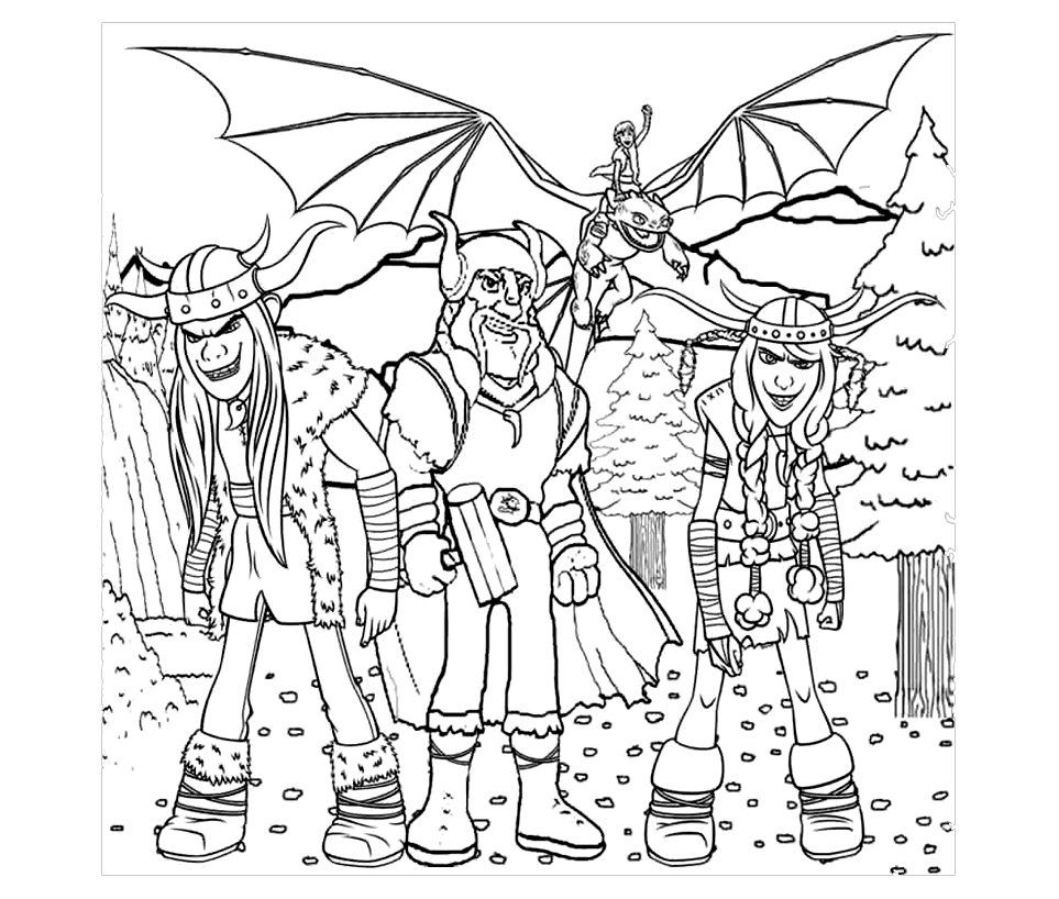 The villains of the movie Dragons, also to color!