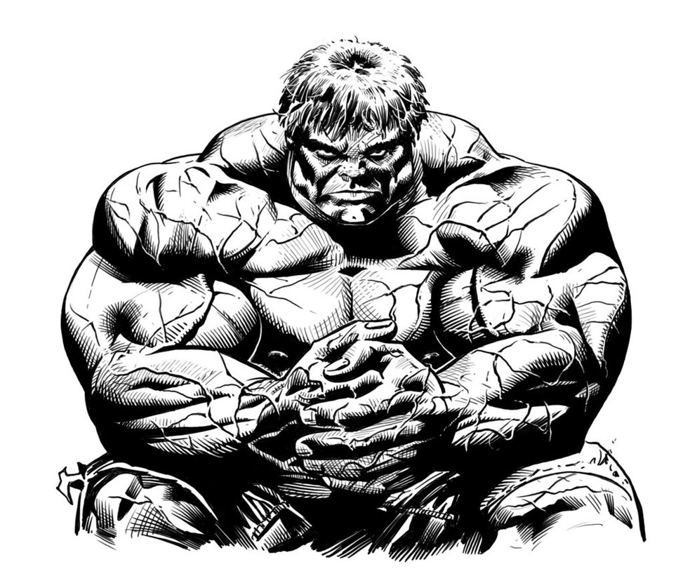 Hulk drawing to print and color