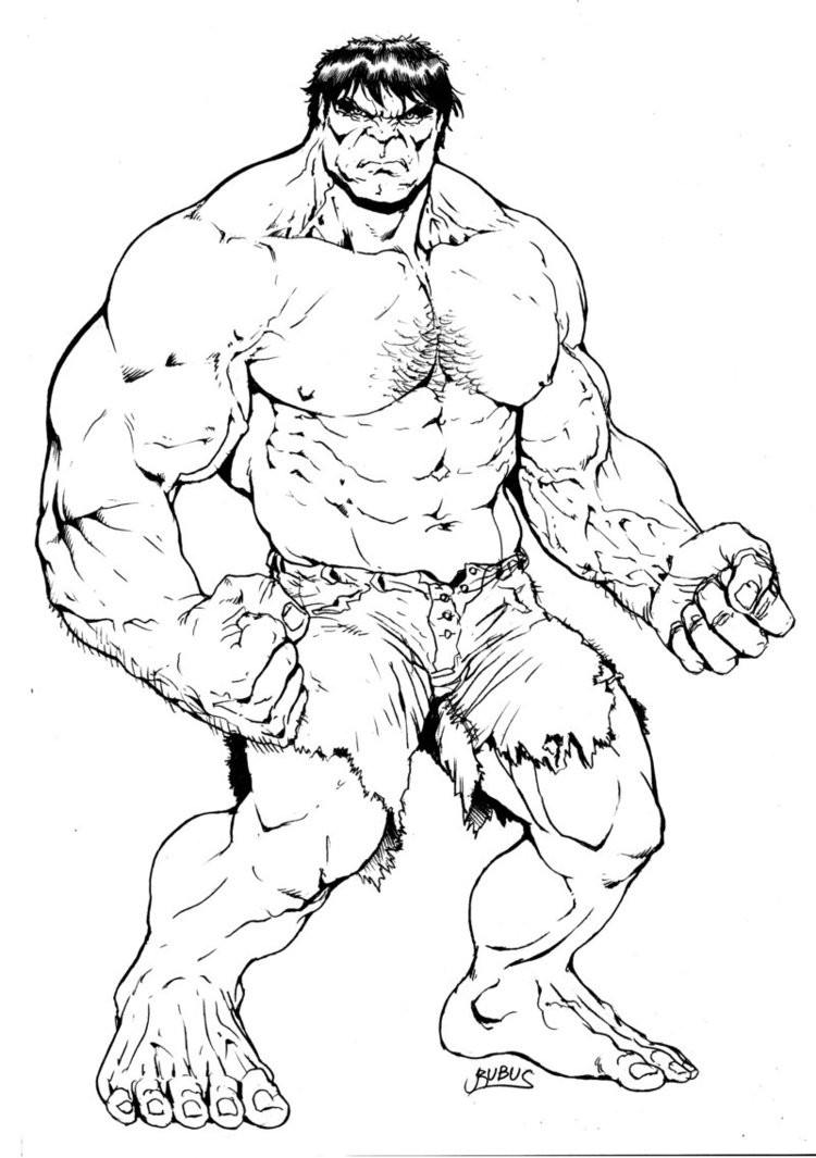 Simple Hulk coloring pages for kids