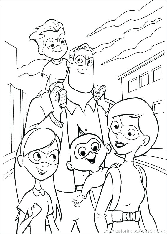 Funny Incredibles 2 coloring page : The whole Parr Family