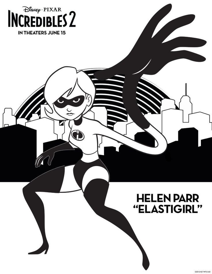 Simple Incredibles 2 coloring page for kids : Helen Parr 'Elastigirl'