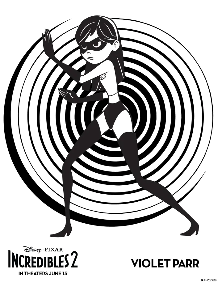 Incredibles 2 : Violet Parr (Printable The Incredibles 2 Coloring Page for Kids)