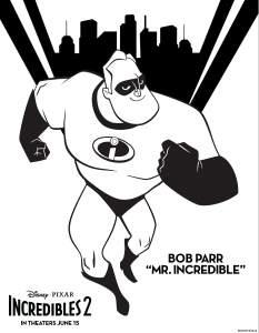 Incredibles 2 : Bob Parr "Mr. Incredible" (The Incredibles 2 Coloring Page)