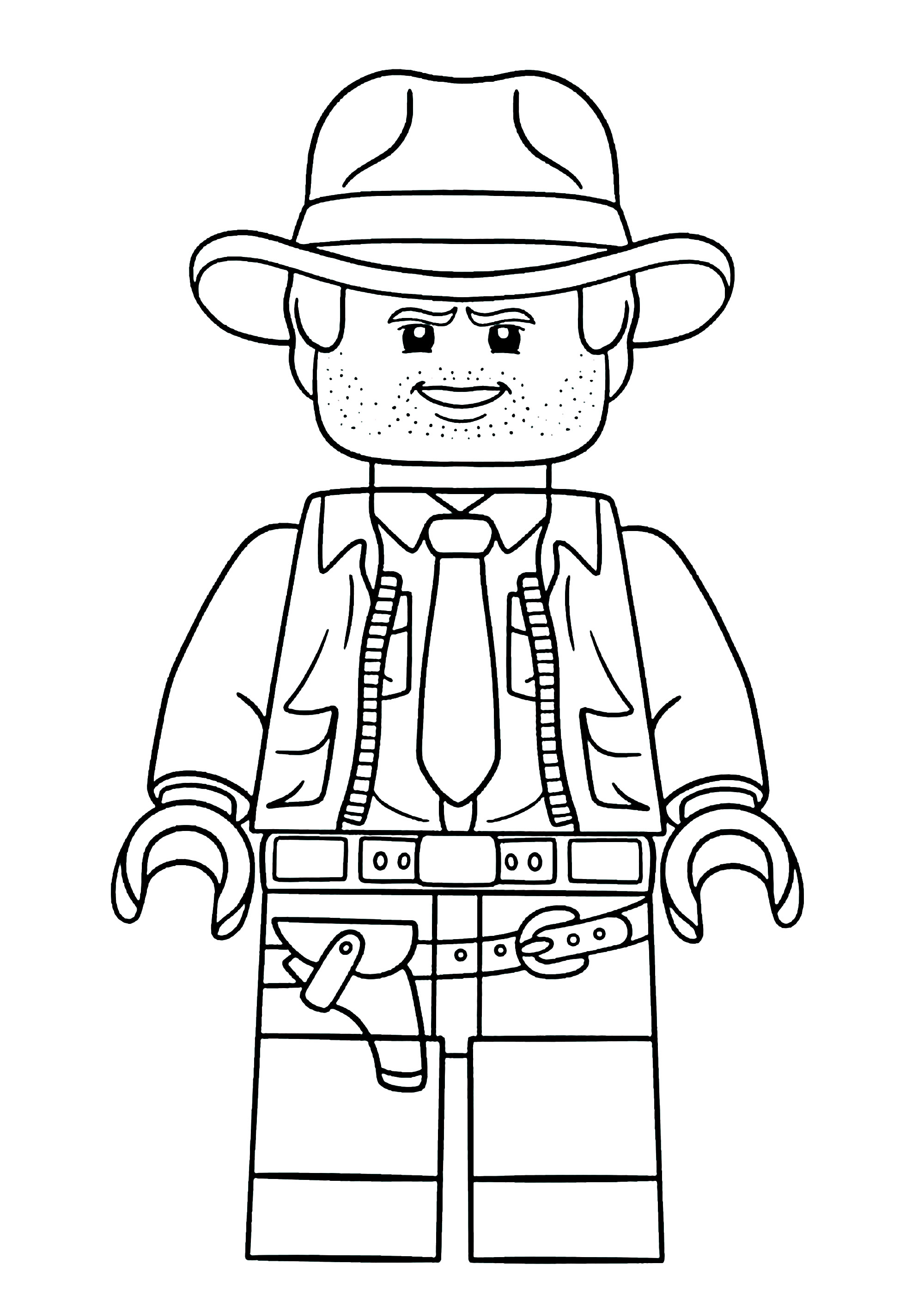 Funny free Indiana Jones coloring page to print and color