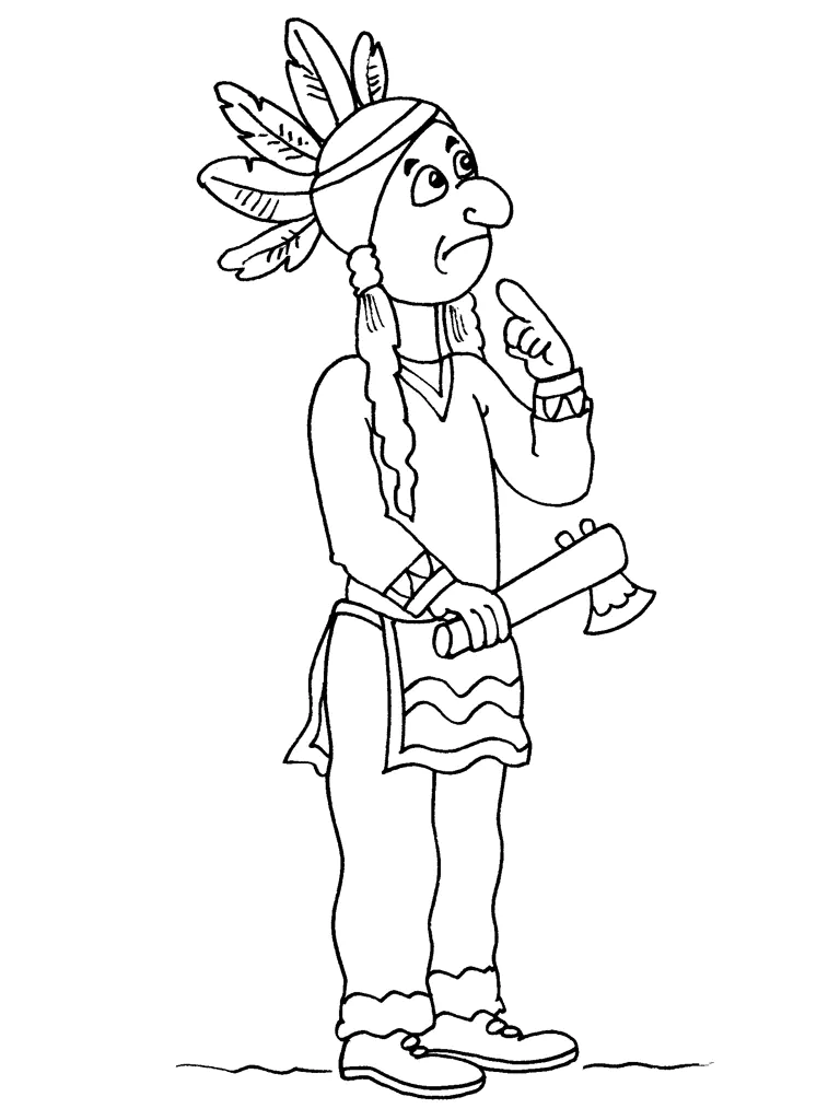 Indien rigolo (Printable Indian Coloring Page for Kids)