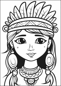Young girl with Native American headdress